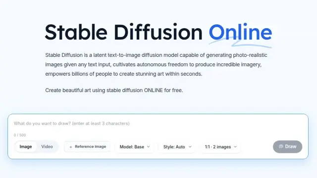 Stable Diffusion Online interface preview