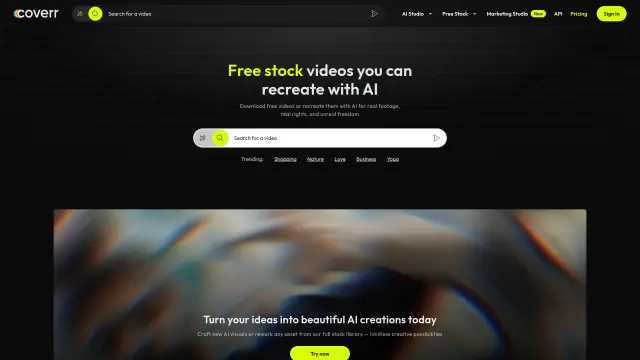 Coverr interface preview