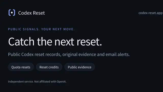 Codex Reset interface preview