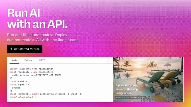Replicate interface preview