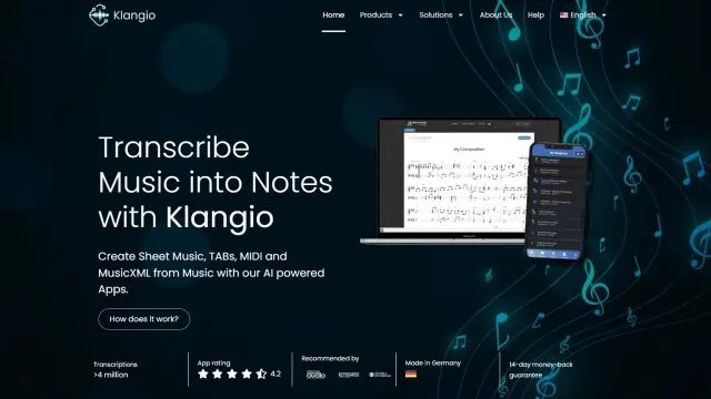 Klangio interface preview
